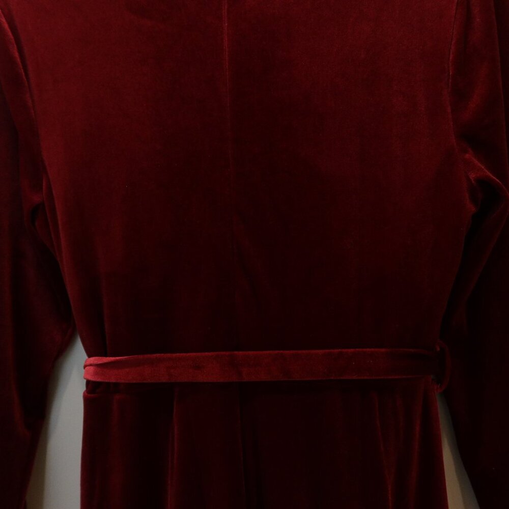 SHEIN red velvet velour maxi dress wrap asymmetric belted L holiday party event - Picture 9 of 12